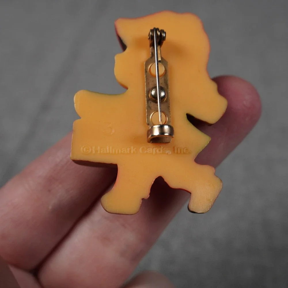Vintage Hallmark Little Boy Drummer Lapel Pin Red Green Plastic Brooch